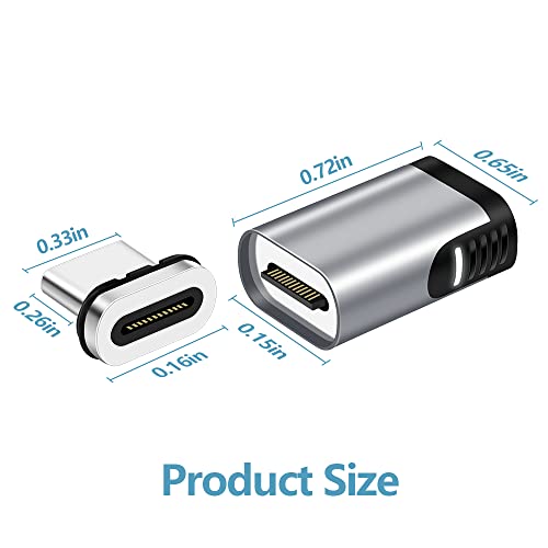 Magnetic USB C Adapter 2 Pack 24 Pin Mini Magnetic USB C Adapter Connector Straight 100W PD Fast Charge 20Gbs Data Transfer USB3.1 - color: magnetic usb c adaptr 2pack