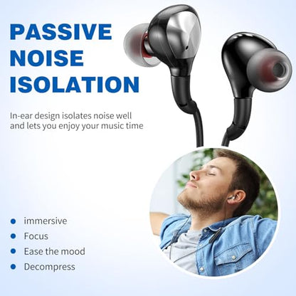 ASKUBSKU Wired Headphones Earbuds for School Laptop PC Chromebook, Black | Corded Ear Buds with 3.5mm Plug in Audio Jack Mic HiFi Stereo Clear Call Volume Control for Kindle Fire/Switch/Android