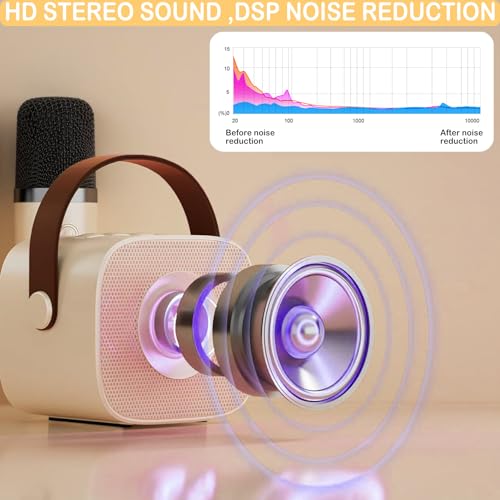 Mini Karaoke Machine for Kids & Adult, 4-12 Years Old Girls Christmas Birthday Gift, Karaoke Toys Gifts for Girls Ages 4, 5, 6, 7, 8, 9, 10, 12 +Year Old Birthday Party Light Beige - color: Light Beige