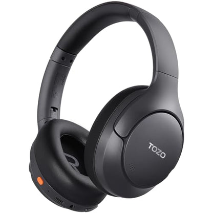 TOZO HT3 Hybrid Noise Cancelling Wireless Headphones, 90H Over Ear Headset | Hi Res Audio, AI Voice Assistant, Dual Device Connection, 32 Custom EQs, Built In 5 Mics, ANC, Foldable, Bluetooth 6.0 - color: Titanium Black