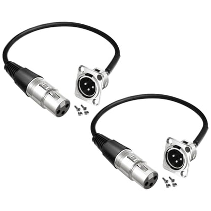 (2PCS) XLR Panel Mount [New Version 2025] XLR Plate Solderless 3 Pin Patch Bay Cable for Audio Equipment Mixers Studio Box Connector Wall Plate Solderless With installation Screws and Nuts (M to F) - style: M to F
