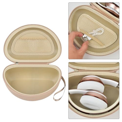 COMECASE Case for Beats Solo 4/Studio Pro Headphones with Mesh Pocket | Water-Resistant Hard Shell, Wrist Strap for Easy Carrying, Travel Storage, Fits Solo 2/3, Solo Pro and Studio3, Beige - color: Beige