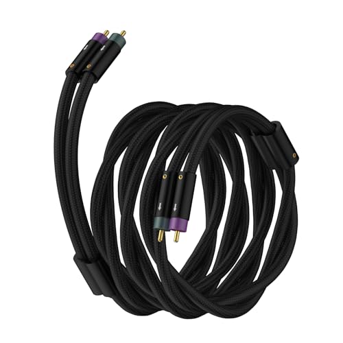 Tertullus RCA Audio Cables OFC Silver Plated Stereo Audio Interconnect Cable with Silver Plated Shielded Braid RCA Male to Male (3.28ft/1M, Black)