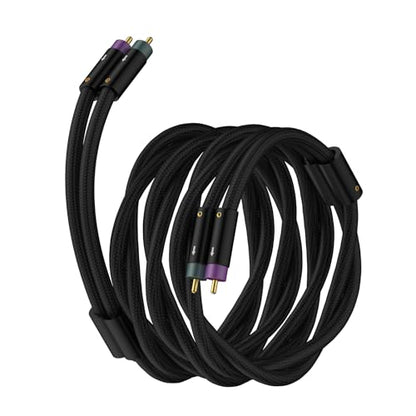 Tertullus RCA Audio Cables OFC Silver Plated Stereo Audio Interconnect Cable with Silver Plated Shielded Braid RCA Male to Male (3.28ft/1M, Black)