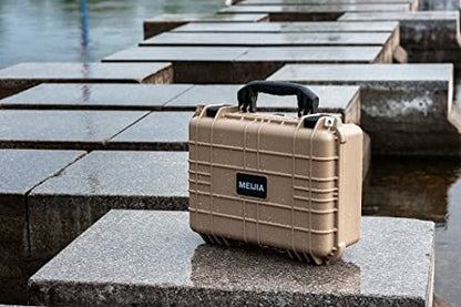 MEIJIA All Weather IP67 Waterproof Hard Camera Case,Hard Protective Case,Hard Case with Customizable Foam,Fit Use of Drones,Camera,Equipments,Pistols(Desert Tan,15.98x12.99x6.85inches) - color: Desert Tan, size: 15.98x12.99x6.85inches