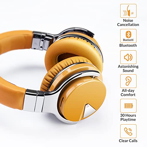 Million Sold 10 Years Classic E7 Active Noise Cancelling Headphones with Upgraded Noise Cancellation, Bluetooth Headphones Wireless with HD Sound Vivid Deep Bass, for Home Office Travel Gift Pcs - color: Yellow, style: E7 Wireless Active Noise Cancelling