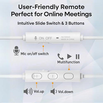 JVC USB-C Wired On-Ear Headphones with Mic – Comfortable All-Day Wear, Clear Calls, Rich Sound – Foldable & Lightweight – Tangle-Free Single-Sided Cable – Great for Gaming & Work from Home - color: White