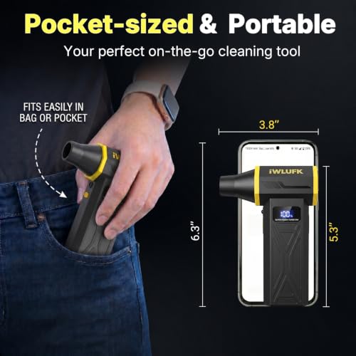 Electric Compressed Air Duster, 130,000RPM Super Power Cordless Rechargeable Electronic Dust Blower, 4-Gear Adjustable Mini Duster for Electronics Computer PC Keyboard Home Car Workshop Outdoor