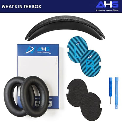 AHG Accessory House Global QC2 QC15 Ear Pads and QC2 QC15 Headband pad Cushion. Compatible with Bose QuietComfort 15 (QC15) and Bose QuietComfort 2 (QC2) Headphones. Easy DIY Fit/Extra Thick