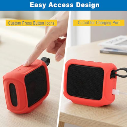Silicone Case Cover for JBL Go 5 Portable Speaker(Red) | Travel Carrying Protective Pouch with Attach Straps for Bike Golf Cart Scooter - color: Red