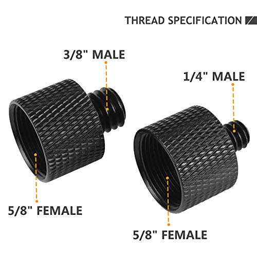 Mic Screw Adapter - 5/8 to 1/4 & 5/8 to 3/8 Adapter Set for Microphone Stand to Tripod and Camera - size: 1/4 & 3/8 Kit