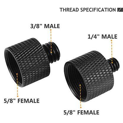 Mic Screw Adapter - 5/8 to 1/4 & 5/8 to 3/8 Adapter Set for Microphone Stand to Tripod and Camera - size: 1/4 & 3/8 Kit