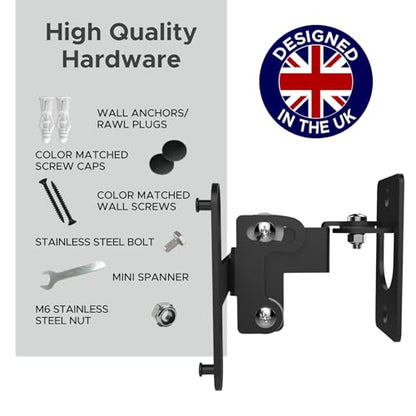 Sound Bass Play 3 Wall Mount, Black, Single (1pc) Adjustable Tilt & Swivel | Compatible with Sonos Play:3 Only, Adjustable Swivel & Tilt Mechanism, Includes All Mounting Fixings - color: Black