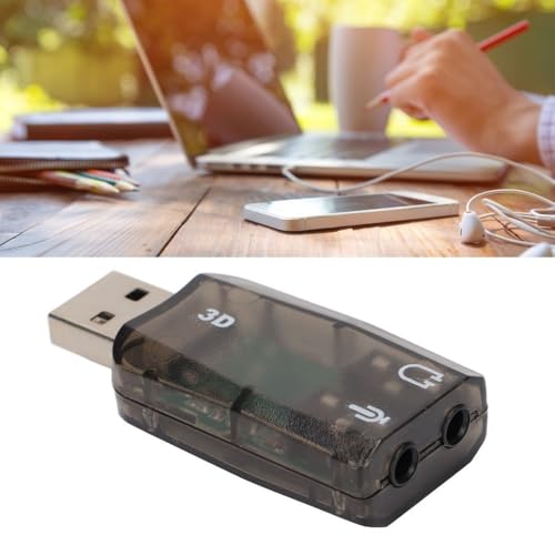 Stereo Virtual 5.1 Channel USB 2.0 Pure Digital Sound Card with 3.5mm Headphone Microphone Jacks External Sound Adapter for Windows PC