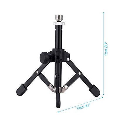 Mini Mic Stand Mini Foldable Desktop Tabletop Tripod Microphone Mic Stand Holder