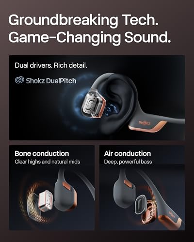SHOKZ OpenRun Pro 2 Bone Conduction Headphone, Rose Gold, Free Gym Bag | Bundle with Gym Bag；Amazon Exclusive; DualPitch premium sound；Smart Mic; IP55; 12H battery; Running/cycling/hiking - color: Rose Gold, size: Standard