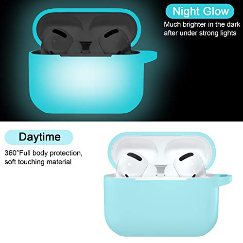 Hamile Compatible with AirPods Pro Case Protective Silicone Airpod Case Shockproof Cover Skin for Apple Airpod Pro 1st/2nd Case 2019 2022 Case, with Keychain, Night Glow Blue - color: 3-Nightglow Blue