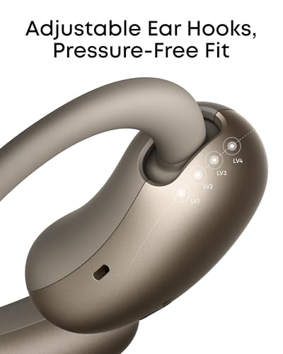 Soundcore AeroFit 2 by Anker Open Ear Earbuds, Open Ear Headphones, Earbuds | Real-Time Translation, 4 Adjustable Positions, 42H Playtime, Rich Bass, Hi-Res, IP55, AI Clear Calls, Wireless Charging - color: Brown, style: Standard
