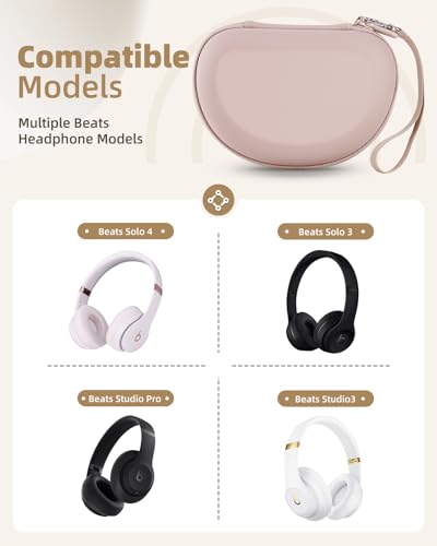 Hard Case for Beats Solo 4/Solo 3/Studio Pro/Studio3 On-Ear Headphones | Universal Portable Travel Organizer Bag, with Honeycomb Lid Protection - color: brown
