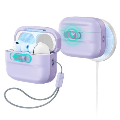 ESR for AirPods Pro 3 Case (2025), Compatible with MagSafe, Purple | Compatible with AirPods Pro 3 (USB-C Cable), Magnetic Lid, Full Drop Protection Cover with Lanyard - color: Purple, size: AirPods Pro 3 Case