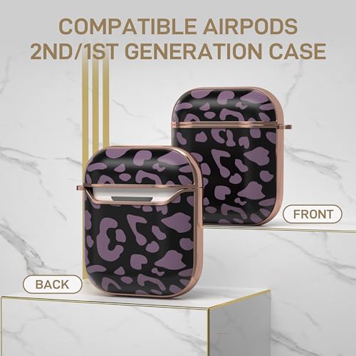 Maxjoy for AirPods 2 Case with Keychain for AirPods 2nd 1st Generation Charging Cover 2&1, Leopard Grey - color: Red + Grey