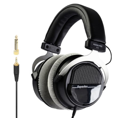 Superlux HD330PRO 32Ω Semi-Open Studio Headphones for Music and Podcasting | For musicians and creators on phones or laptops; 32Ω compatibility, balanced 40mm-driver sound and a semi-open fit.