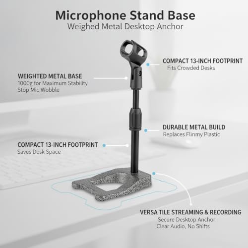 Solid Metal Microphone Stand Base, Weighted A-Shape Desktop Anchor for Streaming and Recording, Stable 13-Inch Footprint