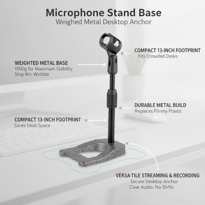 Solid Metal Microphone Stand Base, Weighted A-Shape Desktop Anchor for Streaming and Recording, Stable 13-Inch Footprint