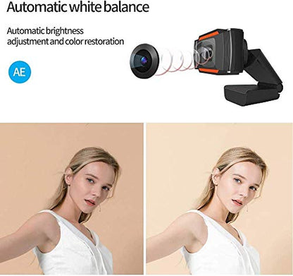 Webcam Webdaraz 1080P HD Autofocus with Stereo Microphone, USB Plug & Play Web Camera for PC/Laptop, Online Classes, Video Calls, Skype, Zoom – W01