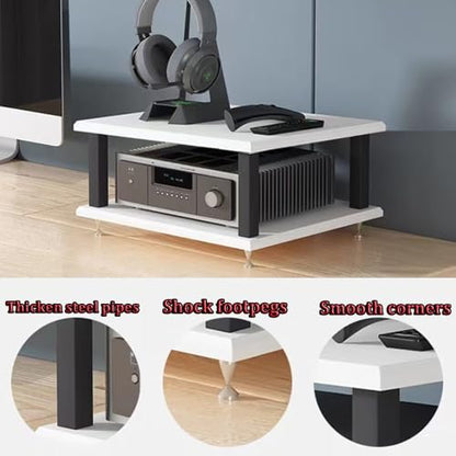 Audio Rack Small Desktop Media Console Stand Stereo Components Cabine Audio Video Tower Desk Shelf For Amplifier Speaker Record,Teak4Tier