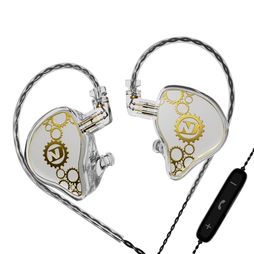 CCA ND Venus in Ear Monitor Headphones, 10mm Double Magnetic Dynamic Driver IEM Earphones, HiFi Wired Gaming Earbuds, 2 Pin Detachable Cable (with Mic, Crystal, 3.5mm Plug) - color: Crystal, size: With Mic, 3.5 mm