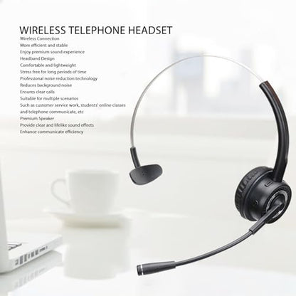 Jectse Bluetooth Headset with Microphone, Single Ear Trucker Bluetooth Headset Noise Reduction On Ear Headphones for Trucker Home Office