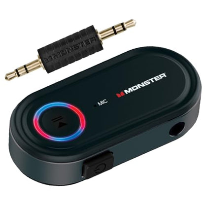 Monster Bluetooth Audio Receiver for Car & Home Stereo, Wireless 3.5 mm AUX Adapter for Speakers & Wired Headphones, Hands-Free Calling, Siri & Google Assistant Compatible