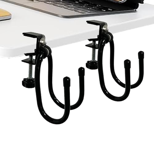 AUXPhome 2/PK Portable Desk Mount Hanger, Strong Table Hanger Hooks for Backpack, Hard hat, Cords,Bags,Mug,Towels, Shoes, Toys, Umbrella, Cap,Headphone,Purse,Handbag,etc for Table Desk, Under Counter