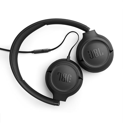 JBL Tune 530 Wired - Wired On-Ear Headphones - Black | JBL Pure Bass Sound, Lightweight, comfortable, and foldable, Tangle-free flat cable, Hands-free calls - color: Black