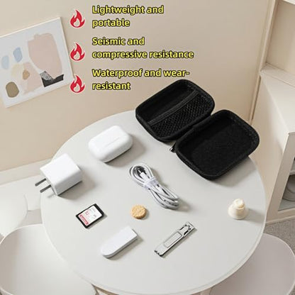 Chinshwehaw Electronic Accessories Organizer Bag: EVA Hard Shell Shockproof, Hard Shell Tech Organizer Case - Water Resistant Travel Storage for Cables Charger Earphones USB SD Card (Rectangle) - style: Rectangle