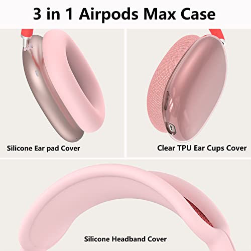 Silicone Case Cover for AirPods Max 2/ AirPods Max Headphones (Pink) - color: Clear Pink-T