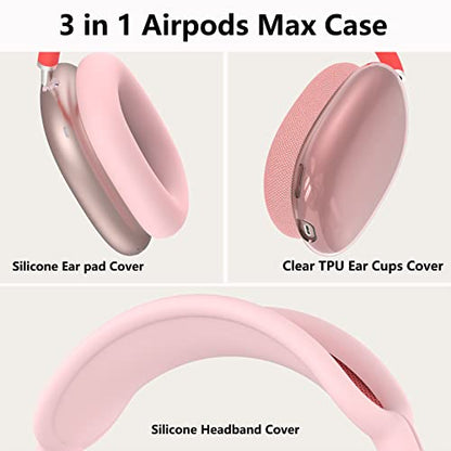 Silicone Case Cover for AirPods Max 2/ AirPods Max Headphones (Pink) - color: Clear Pink-T