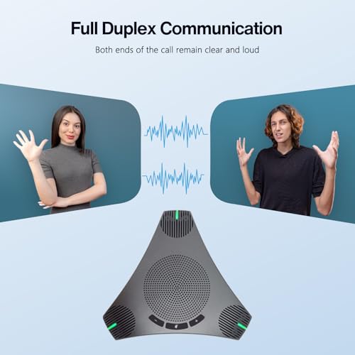 Conference Speaker and Microphone, USB Speakerphone with 360° Omnidirectional Voice Pickup, Smart Voice Enhancement, Hi-Fi Sound, Echo & Noise Reduction for Business, Home Office, Online Meeting