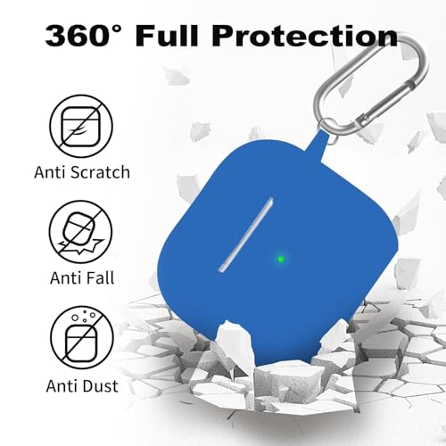 for Airpods 4th Case Cover, Come with Cleaner Kit,Soft Skin Silicone Case Cover with Keychain, Full Protective Case for Men and Women, Compatible with AirPods 4th Generation Case,Blue - color: Blue+pen