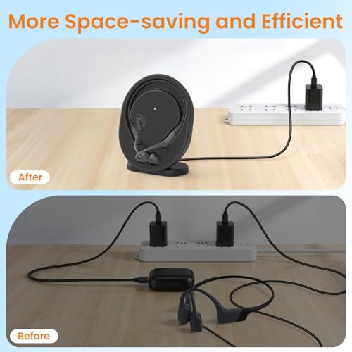 Wireless Charging Station Compatible with Shokz OpenRun Pro/OpenRun Standard Mini, 3.93ft Magnetic USB Charger Cable Stand Holder Dock Cord Replacement for Shokz Aftershokz Headphones