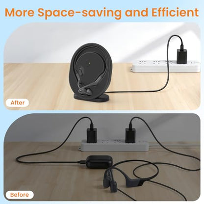 Wireless Charging Station Compatible with Shokz OpenRun Pro/OpenRun Standard Mini, 3.93ft Magnetic USB Charger Cable Stand Holder Dock Cord Replacement for Shokz Aftershokz Headphones