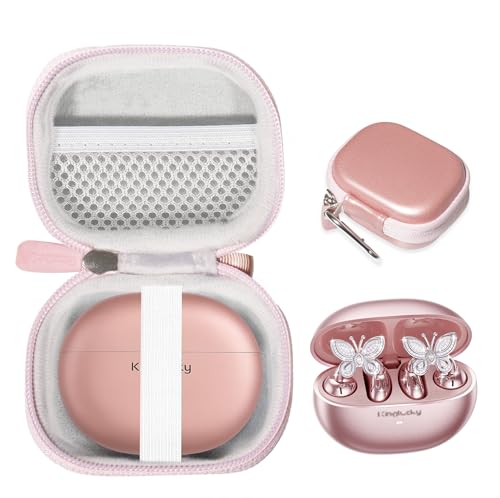 Case for King Lucky Jewelry-Inspired Clip-On Earbuds with Butterfly Earrings, Clip-on Earbuds Jewelry Comfortable Open Ear Headphones (Rose Gold) - color: Rose Gold