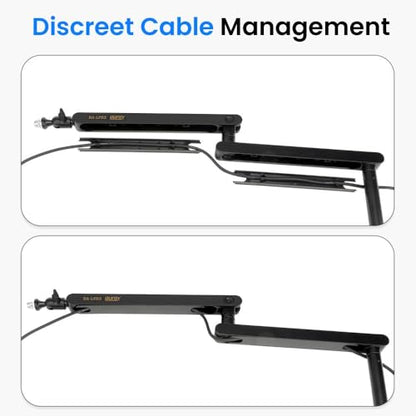 Low-Profile Broadcast Arm w 6" Riser, Supports Mics & Cameras up to 4.4 lbs | 360° Rotatable Adjustable Foldable Microphone Low Arm Desk Mount for Podcast/Streaming/Gaming/Radio Studio by AURAY