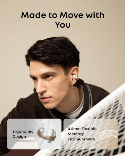 Soundcore AeroClip by Anker, Open-Ear Earbuds, Clip-On Headphones, Adaptive Comfort, Clear Calls with 4 Mics and AI, Stable Fit, 12mm Drivers for Powerful Bass, Hi-Res, Open-Ring Design | Ultra-Comfort for Running Workout, Stable, Power Bass, Hi-Res, 32H