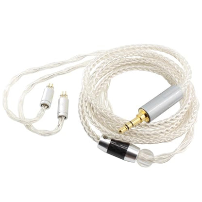Youkamoo 0.78mm 2 Pin IEM Cable 3.5mm Silver Plated Copper Earphone Upgrade Cord Compatible with KZ BL03 TRN V90 V80 ZS10 AS10 ZST 2m 6.5ft - color: Silver