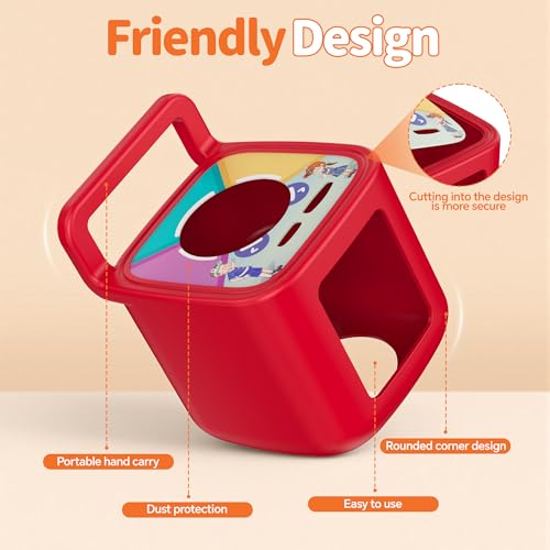 Silicone Protective Cover for Toniebox 2 Audio Player, Shockproof Anti Slip Silicone Case with Handle, Soft Easy Grip Cover, Easy to Clean Durable Sleeve (Red) - color: Red