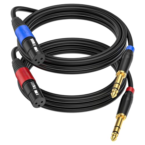 (2Pack / 6.6 FT) Female XLR to 1/4 Inch (6.35mm) TRS Mono Jack Microphone Cable, Balanced 3 Pin XLR Female to Quarter inch TRS Plug Mic Cord for Dynamic Microphone - size: 6.6 FT, 2Pack, style: XLR Female to 6.35mm
