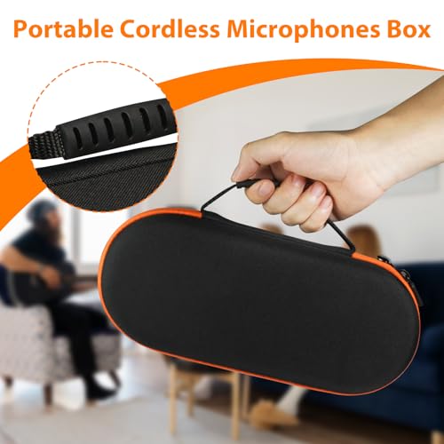 Wireless Microphone Case Compatible with JBL Wireless 2 Microphone System, Handheld Dual Mic Carrying Case, Travel Bag for Receiver, Batteries and Adapter, Karaoke - Orange (Box Only) - color: Orange