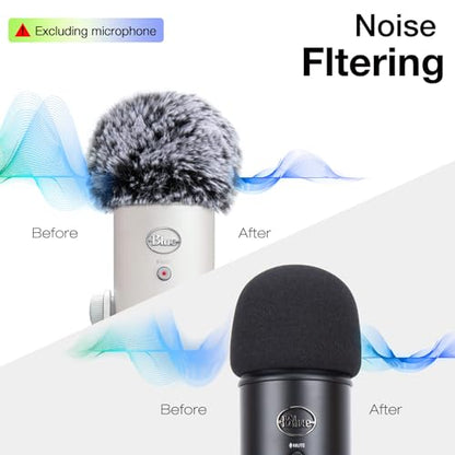 Windscreen Muff and Foam for Blue Yeti, Blue Yeti Pro USB Condenser Microphone, Indoor Outdoor Microphone Windshield 2 PACK by SUNMON - color: Yeti Windsrceen&Dead Cat